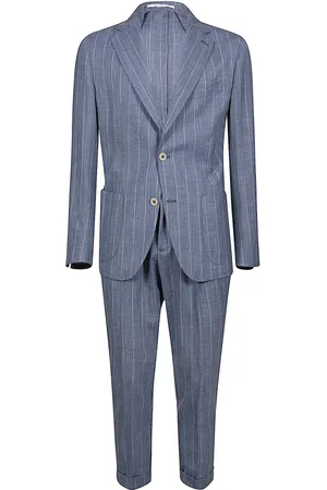 ELEVENTY Jakkesæt, Herre, Blå, S, Uld, Slim Fit Uld Silke Linned Dragt