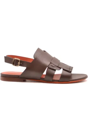 santoni Sko, Dame, Brun, 37 1/2 EU, Uld, Flade sandaler