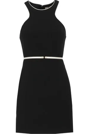 Elisabetta Franchi Kjole, Dame, Sort, L, Sort Crêpe Kjole med Crew Neck