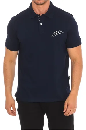 Philipp Plein Top, Herre, Blå, S, Bomuld, Kortærmet Polo med Claw Print