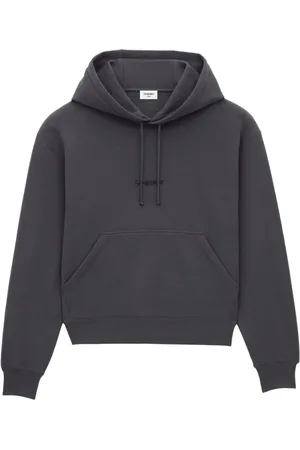 Saint Laurent Sweathshirts & Hoodies, Herre, Grå, XL, Bomuld, Grå bomuldshættetrøje med kængurulomme