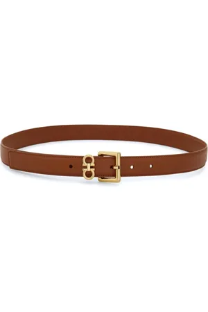 Salvatore Ferragamo Tilbehør, Dame, Brun, 90 CM, Læder, Brun Læderbælter med Gancini Spænde
