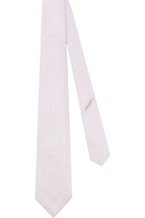 Dolce & Gabbana Tilbehør, Herre, Grå, ONE SIZE, Monogram Silkeslips Fremstillet i Italien