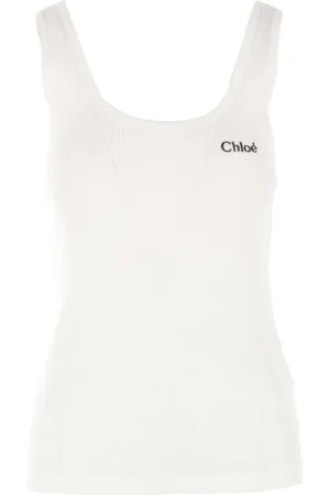 Chloé Top, Dame, Hvid, L, Bomuld, Hvid Ribbet Bomuld Top