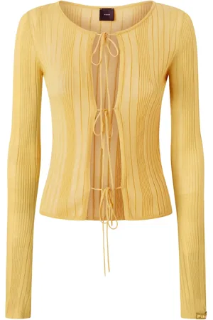 Pinko Strik, Dame, Gul, XS, Bomuld, Gennemsigtig Crepe Strik
