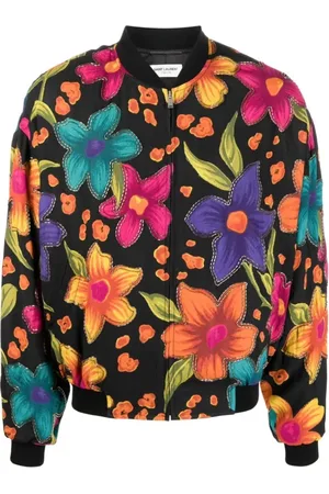Saint Laurent Jakke, Herre, Flerfarvet, XL, Teddy Fleurs Crepe Jakke