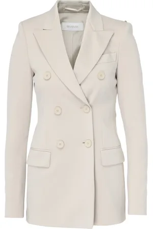 Sportmax Jakke, Dame, , S, Uld, Dobbeltbrystet Jersey Blazer i Tortora