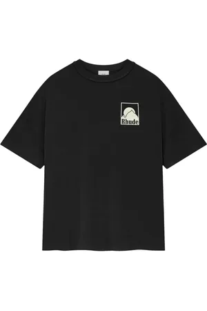 Rhude Top, Herre, Sort, XL, Bomuld, Sort bomulds T-shirt med rund hals
