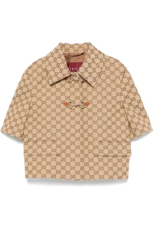 Gucci Jakke, Dame, Brun, M, Brun Camel Jakker med Korte Ærmer
