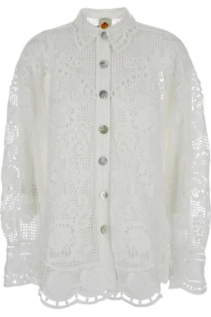 Farm Rio Bluser & Skjorter, Dame, Hvid, S, Polyester, Hvid Skjorte Swan Lake Stil