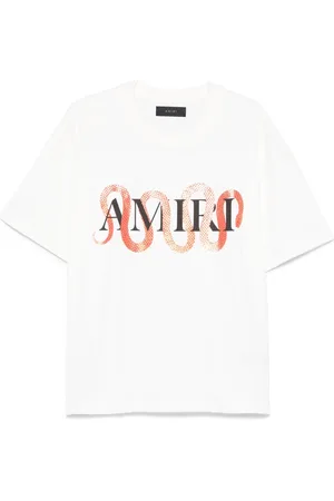 AMIRI Top, Herre, Hvid, L, Bomuld, Hvid T-shirt med rund hals og print foran