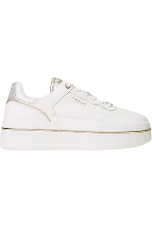 Twin-Set Sko, Dame, Hvid, 40 EU, Læder, Lamineret læder platform sneakers