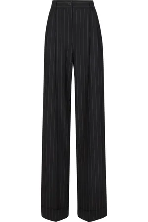 Dolce & Gabbana Bukser, Dame, Sort, XS, Uld, Sort Uldblanding Pinstripe Bukser