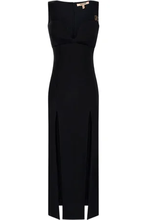 Roberto Cavalli Kjole, Dame, Sort, S, Sofistikeret midi-kjole med broche