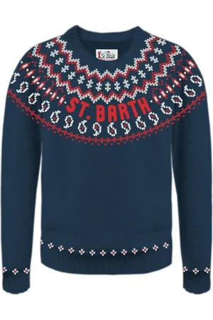 MC2 SAINT BARTH Strik, Herre, Blå, L, Uld, Stilfulde Sweaters Samling