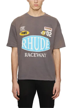 Rhude Top, Herre, Grå, XL, Tyl, Racing Style Tee