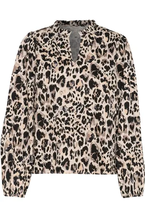 Part Two Bluser & Skjorter, Dame, , 2XS, Neutral Leo Print Langærmet Bluse