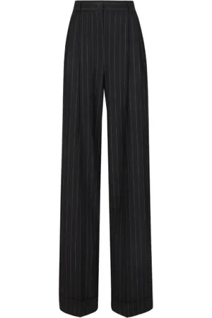Dolce & Gabbana Bukser, Dame, Sort, XS, Uld, Sort Uldblanding Pinstripe Bukser