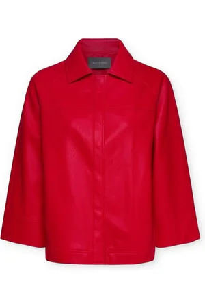 Elena Miro Jakke, Dame, Rød, 2XL, Polyester, A-linje jakke i blank stof