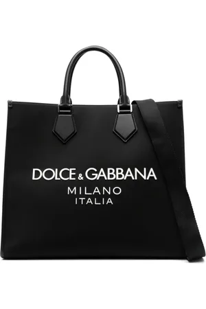 Dolce & Gabbana Taske, Herre, Sort, ONE SIZE, Uld, Logo-Embossed Tote Bag i Sort