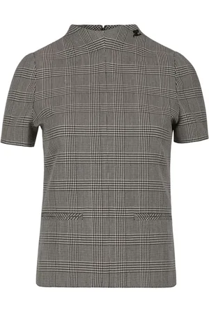Courrèges Top, Dame, Grå, S, Uld, Tætsiddende Prince Of Wales Top