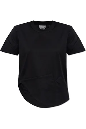 Comme des Garçons Top, Dame, Sort, M, Bomuld, T-shirt med asymmetrisk finish
