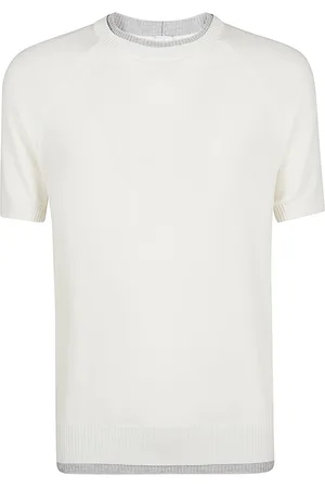 ELEVENTY Strik, Herre, Hvid, S, Bomuld, Bomuld Crew Neck T-shirt