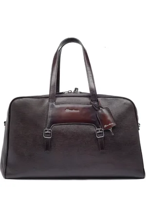 santoni Taske, Dame, Brun, ONE SIZE, Læder, Præget Læder Weekendtaske