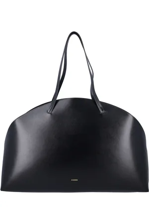 Jil Sander Taske, Dame, Sort, ONE SIZE, Uld, Sort læderkurve skulderhåndtaske