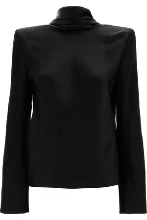 Saint Laurent Top, Dame, Sort, M, Uld, Sort Top med Åben Ryg