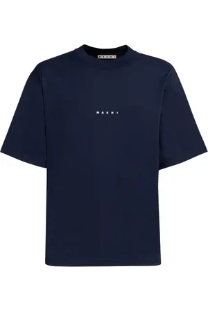 Marni Top, Herre, Blå, M, Bomuld, bomuld t-shirt med logo