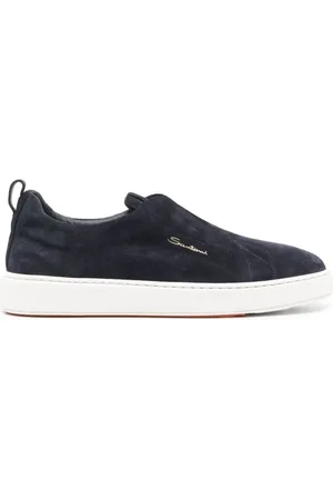 santoni Sko, Herre, Blå, 43 EU, Suede, Suede Slip-On Sneakers
