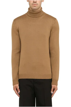 Roberto Collina Strik, Herre, Brun, 2XL, Uld, Stilfuld Striktrøje