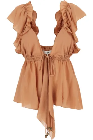 Chloé Bluser & Skjorter, Dame, , S, Silk Georgette Top med V-hals