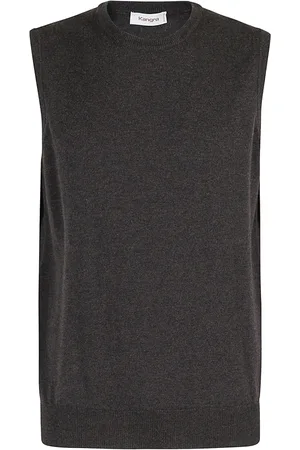 KANGRA CASHMERE Strik, Herre, Brun, XL, Uld, Stilfuld Quiltet Vest til Mænd
