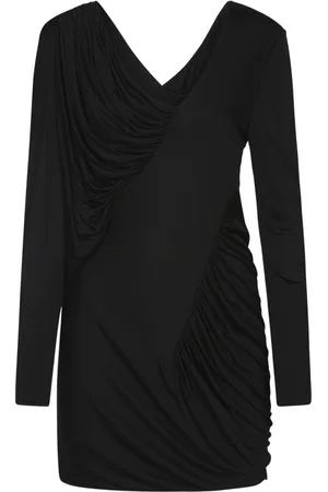 Saint Laurent Kjole, Dame, Sort, M, Draperet Jersey Kjole