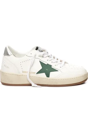 Golden Goose Sko, Herre, Hvid, 44 EU, Hvide Grønne Sneakers med Stjerneapplikation