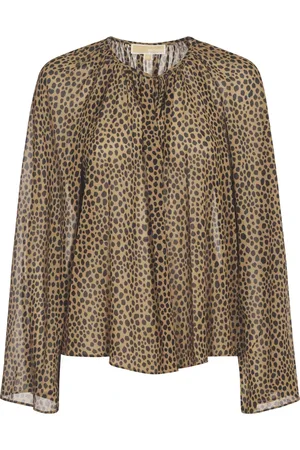 Michael Kors Bluser & Skjorter, Dame, Brun, XS, Polyester, Cheetah V-hals Top
