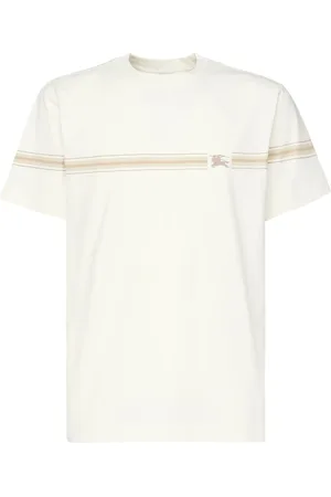 Burberry Top, Herre, Hvid, XL, Bomuld, Hvid bomulds T-shirt med rytterdesign