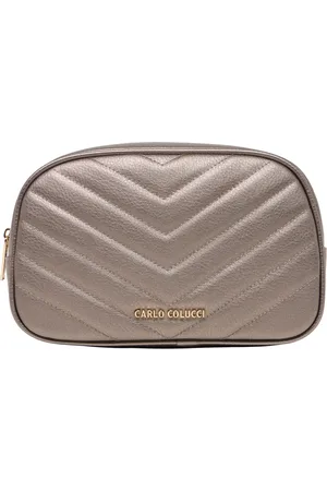 Carlo Colucci Taske, Dame, Brun, ONE SIZE, Uld, Quiltet Kosmetikpose Doga