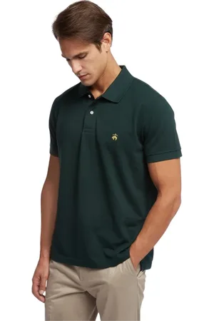 Brooks Brothers Top, Herre, Grøn, S, Bomuld, Slim Fit Polo Shirt med korte ærmer i piqué