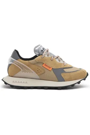 RUN OF Sko, Herre, Brun, 44 EU, Læder, Camel Suede Læder Sneakers med Memory Gel