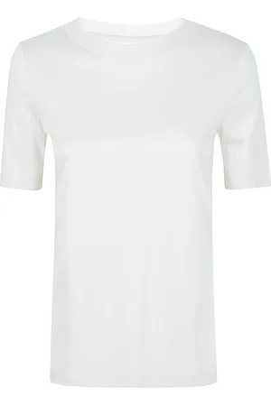 ELEVENTY Top, Dame, Hvid, L, Bomuld, Tencel Bomuld Crewneck T-Shirt
