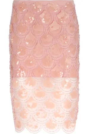 ROTATE Nederdel, Dame, Lyserød, M, Polyester, Sequin Nederdel med Lynlås Bagpå