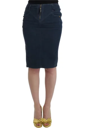 Roberto Cavalli Nederdel, Dame, Blå, S, Bomuld, Elegant Blå Pencil Skirt