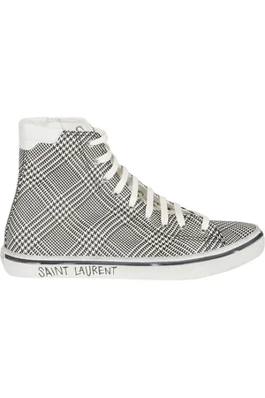 Saint Laurent Sko, Herre, Grå, 41 EU, Bomuld, Malibu Mid Signature Sneakers