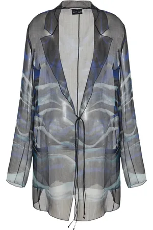 Giorgio Armani Bluser & Skjorter, Dame, Flerfarvet, S, Uld, Silke V-hals Skjorte