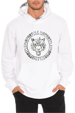 Philipp Plein Sweathshirts & Hoodies, Herre, Hvid, M, Bomuld, Hættetrøje med Brand Print og Kløer