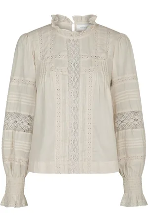Neo Noir Bluser & Skjorter, Dame, , XL, Bomuld, Elegant Voile Bluse med Broderede Detaljer