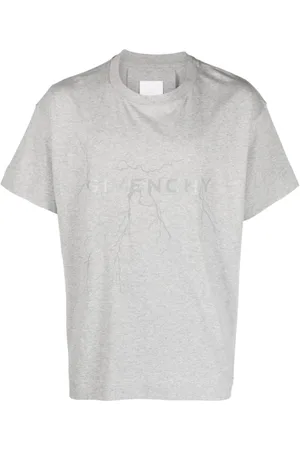 Givenchy Top, Herre, Grå, L, Bomuld, Lightning Artwork Crew Neck T-shirts